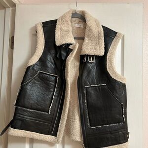 Bluivy Cream Shearling & Leather Vest